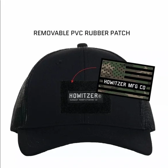 Howitzer Style Men's Hat FLAG HAT Military Grunt Black - Picture 2 of 7